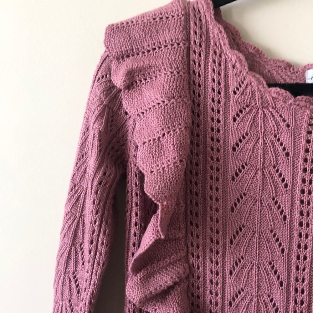 Pink Thread Ruffle Front/Back Knit Sweater - Picture 2 of 6